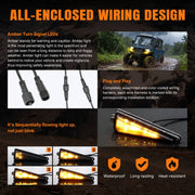 DURAFORCE No Hole UTV ATV Turn Signal Street Legal Blinker Kit for Polaris Can-Am CFMoto
