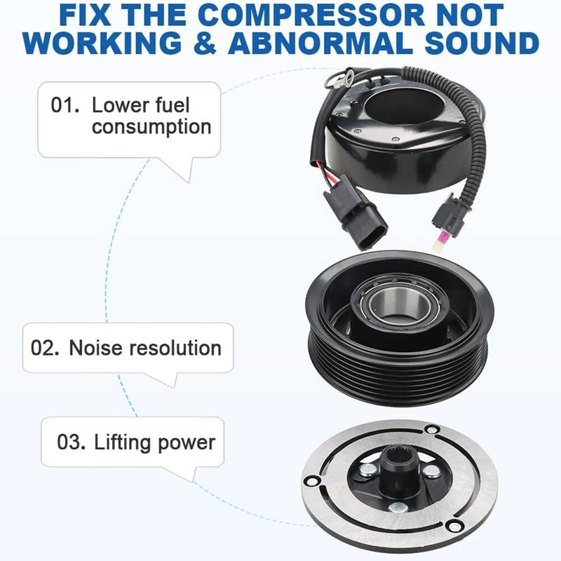 AC Compressor Clutch 12V 7-Groove Kit for Honda Civic 2.0L L4