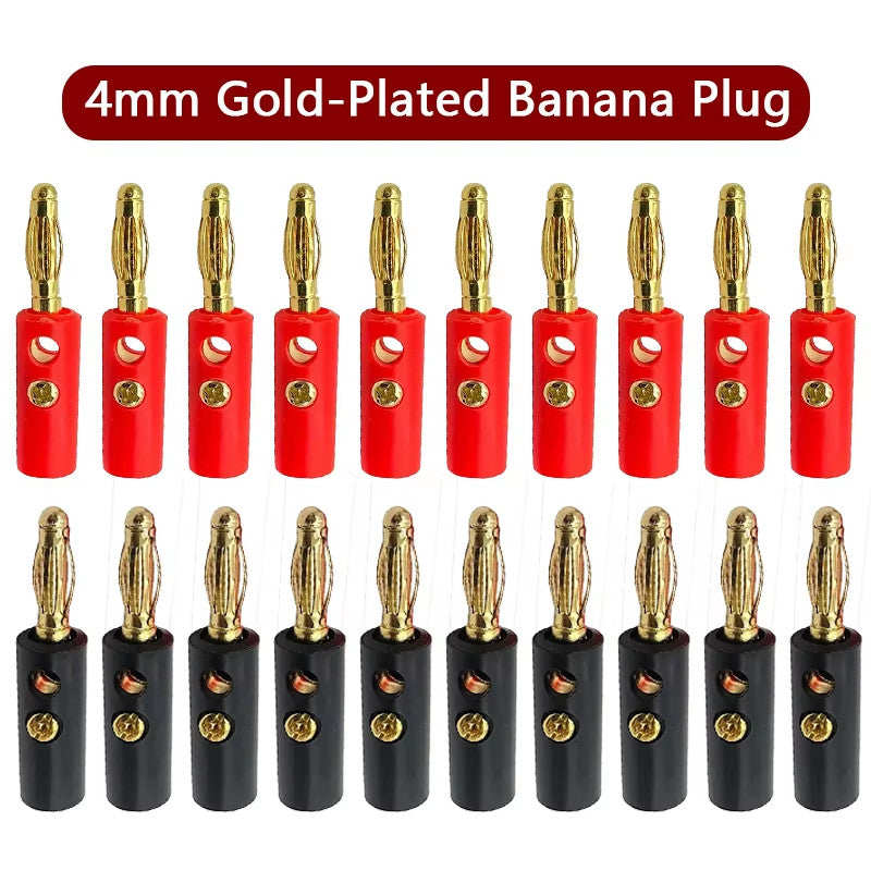 Gold Plated Banana Plugs Audio Jack Speaker Wire Cable Screw Connector 4mm 40Pcs