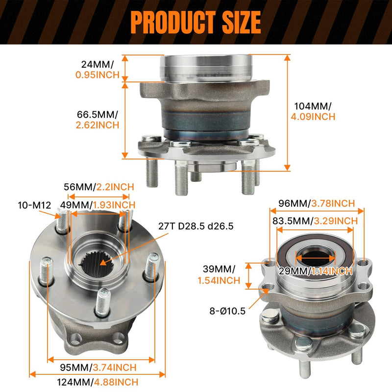 512518 Rear Wheel Hub Bearing for Subaru Crosstrek Impreza Forester 5 Lugs 2PCS