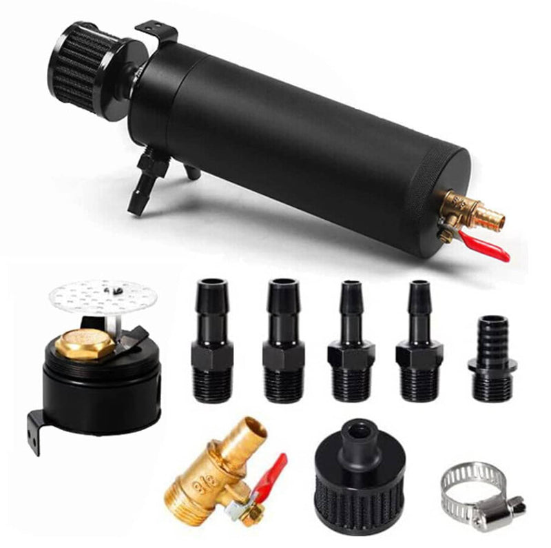 750ML Oil Catch Can Kit Baffled Reservoir Tank Oil Separator Universal