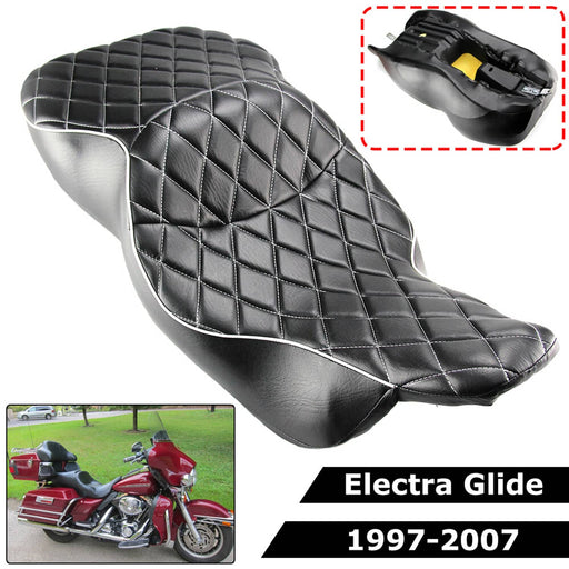 DURAFORCE Seat Rider Driver Passenger 2Up Diamond for Harley Electra Glide 97-07