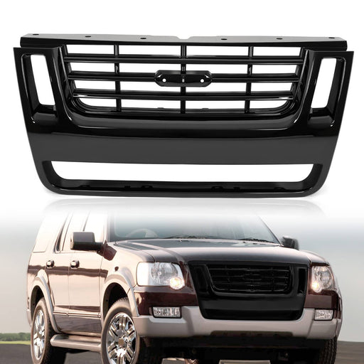 DURAFORCE Front Radiator Grille Assembly for Ford Explorer Sport Trac 2006-2010 Black