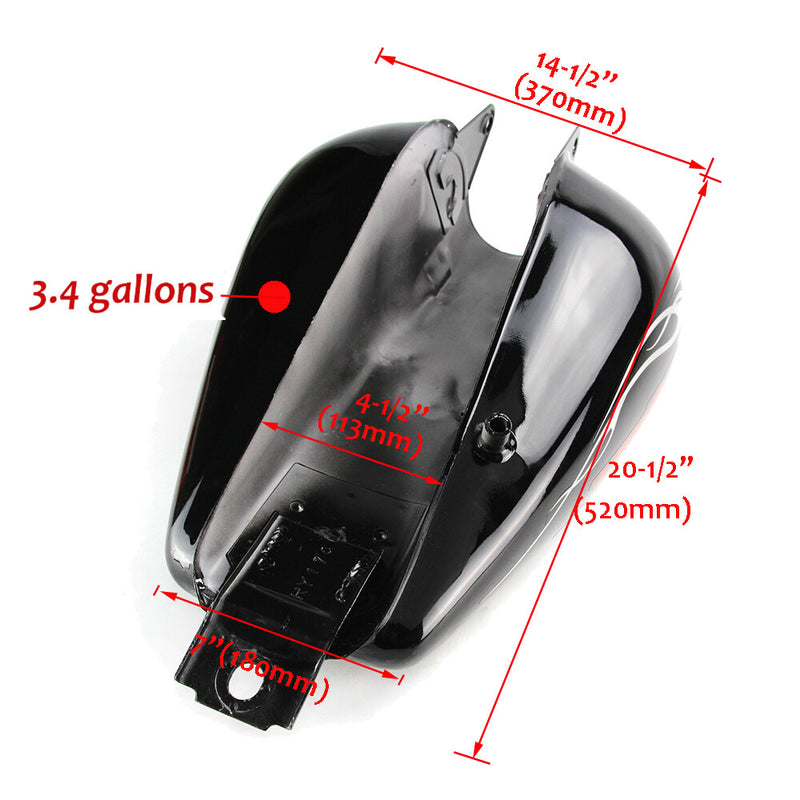 3.4 Gallons Fuel Gas Tank for Honda Rebel 250 CMX250C 1985-2016 Black