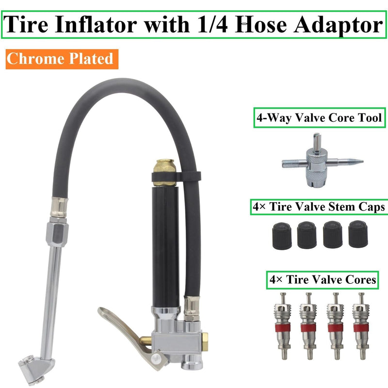 Air Tire Inflator with Pressure Gauge 10-120 PSI Dual Head Chuck for Car Truck