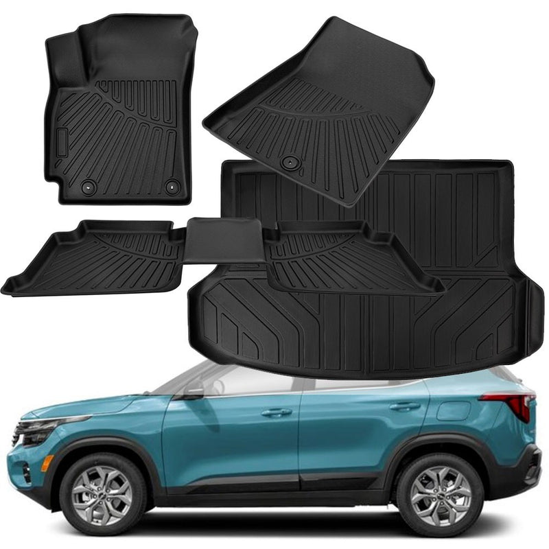 3D Molded TPE Rubber Floor Mats Cargo Liner for Kia Seltos 2021-2025 Full Set
