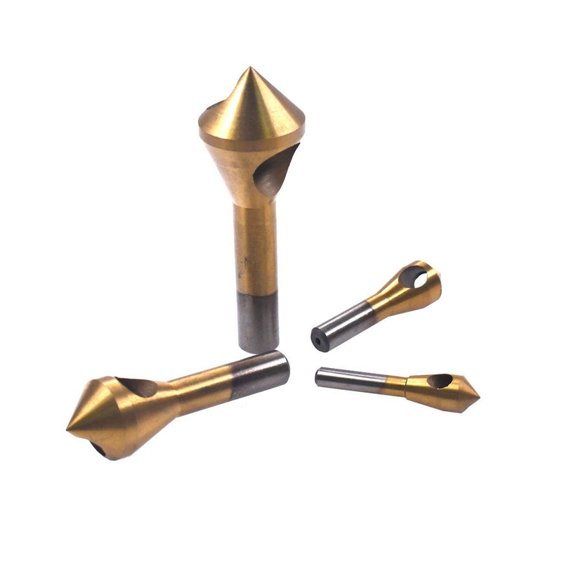 4X HSS Hole Chamfering Tool Countersink Deburring Drill Bits Titanium Coated