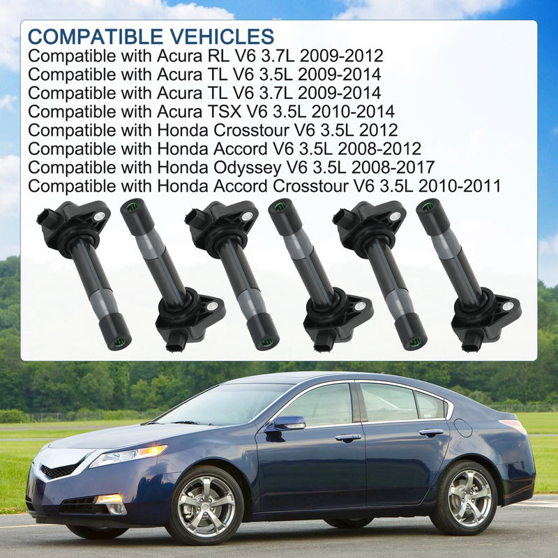 UF603 Ignition Coils and Iridium Spark Plugs for Honda Pilot Acura 2009-2015 6 S