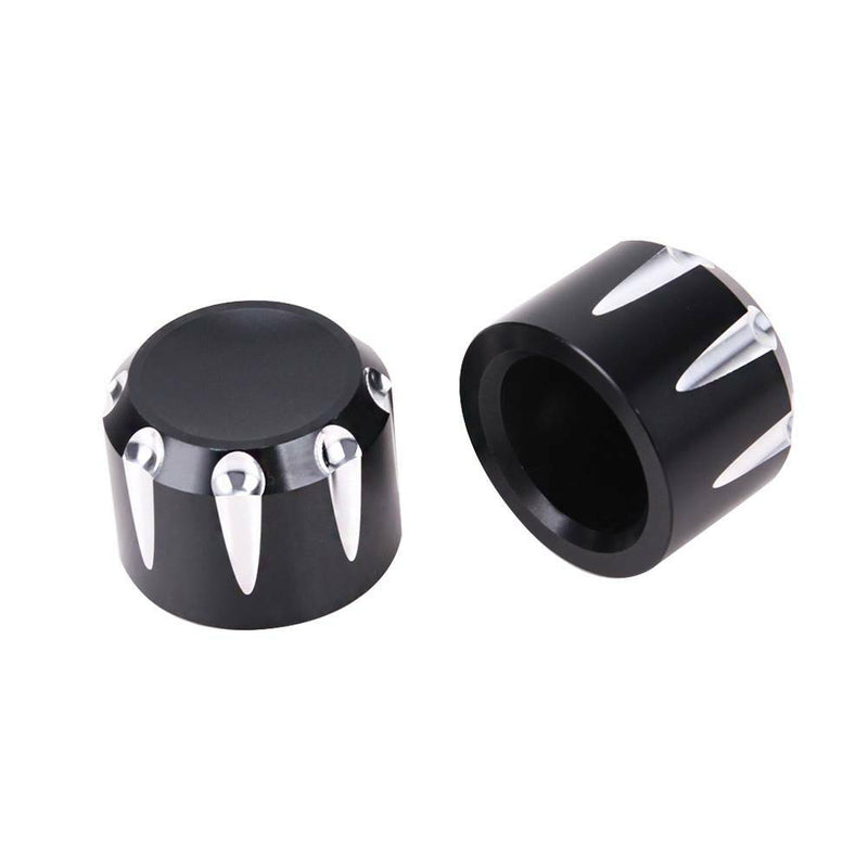 Axle Cap Nut Covers Black Thick Cut Front for Harley Touring Road Glide King