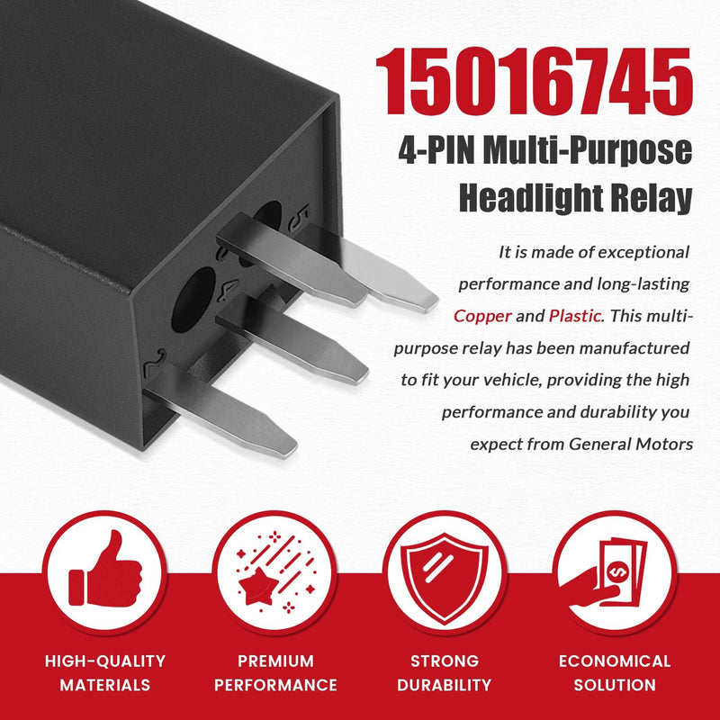 15016745 Multi-Purpose Headlight Relay for GMC Envoy Chevrolet, 2 Pieces