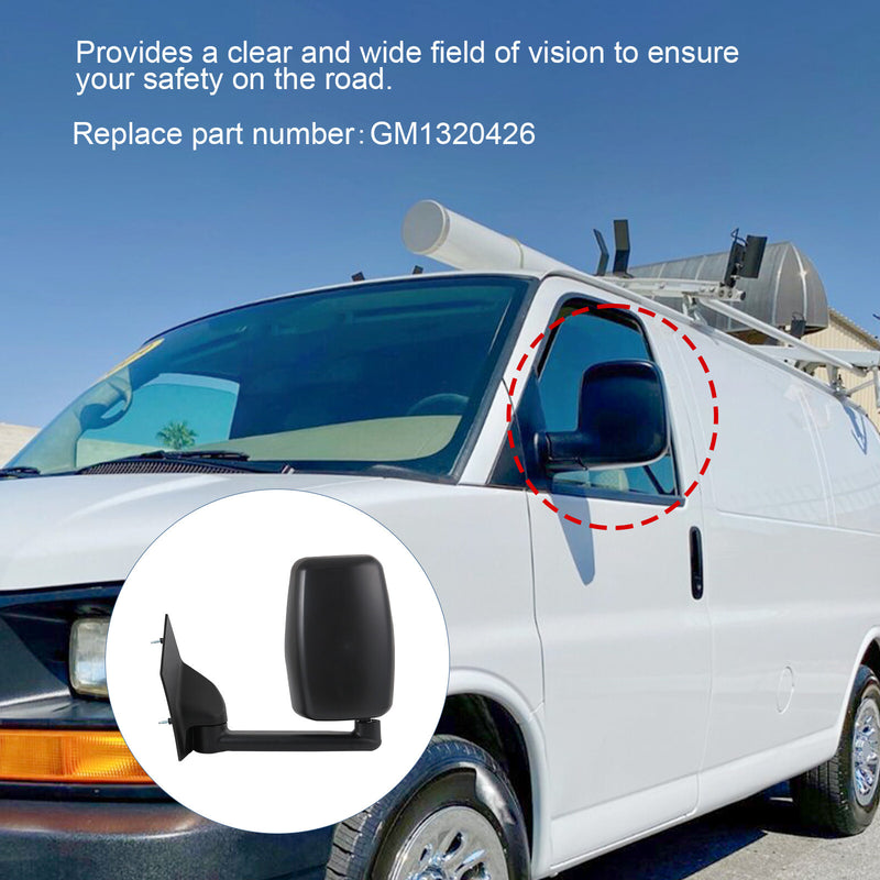 LH RH Pair Manual Tow Mirrors for Chevy Express Savana Van Smooth