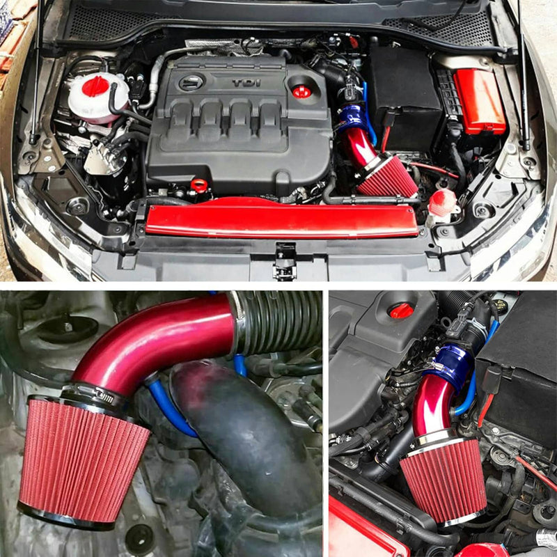 3" Cold Air Intake Filter Induction Kit Aluminum Pipe Power Flow Hose System