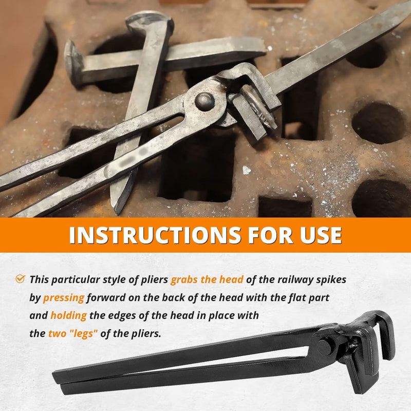 Blacksmith Railroad Spike Tongs for Holding RR Spike Head Tongs