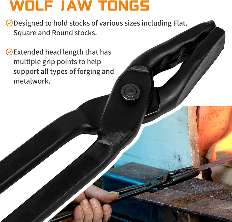 Blacksmith Tongs Set Knife Making Wolf Jaw V-Bit Starter Beginner
