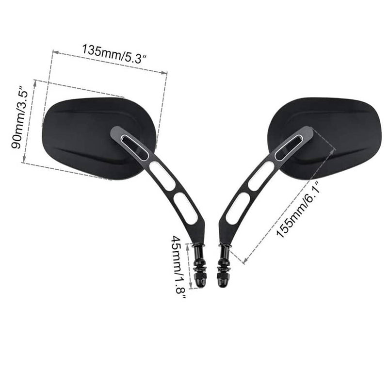 8mm Black Rear View Mirrors for Harley FLSTC FXDB Dyna FXDF Left and Right