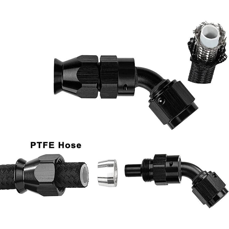 6AN 20FT PTFE E85 Fuel Line Fitting Kit LS Swap EFI Nylon Braided 3/8