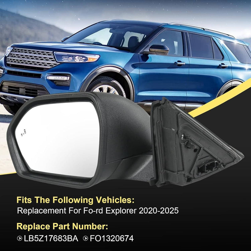 Left Power Mirror Power Heated Manual Folding for 2020-2024 Ford Explorer
