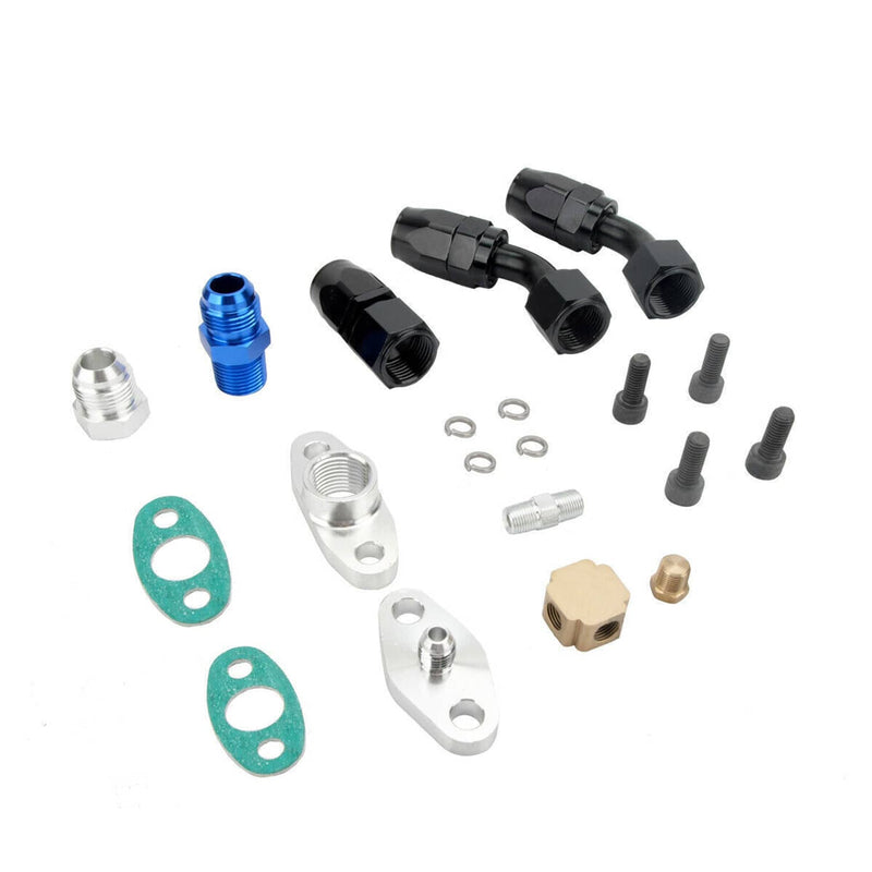 Turbo Oil Drain Return Line Feed Kit for T3 T4 T70 T66 GT35 Turbocharger