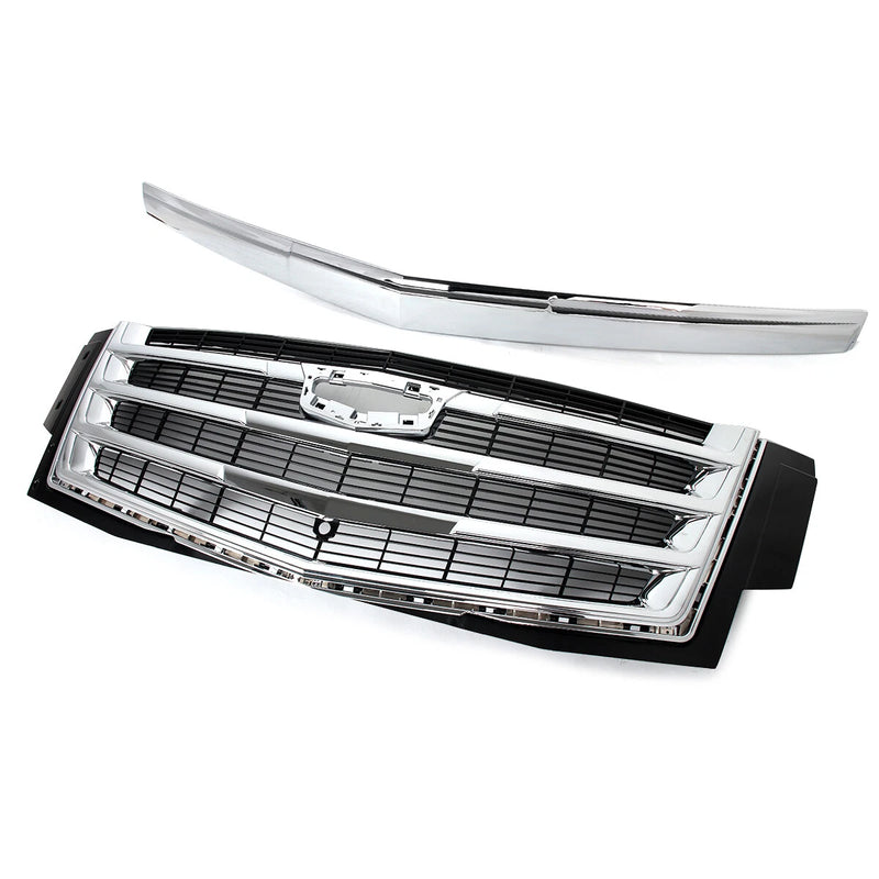 DURAFORCE For Cadillac Escalade 2015-2020 Hood Molding Trim+Front Grille w/Sensor Hole