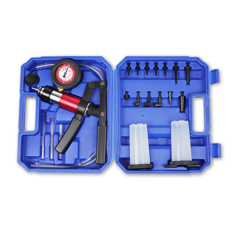 Hand Held Vacuum Pressure Pump Tester Brake Fluid Bleeder Tool 21pcs