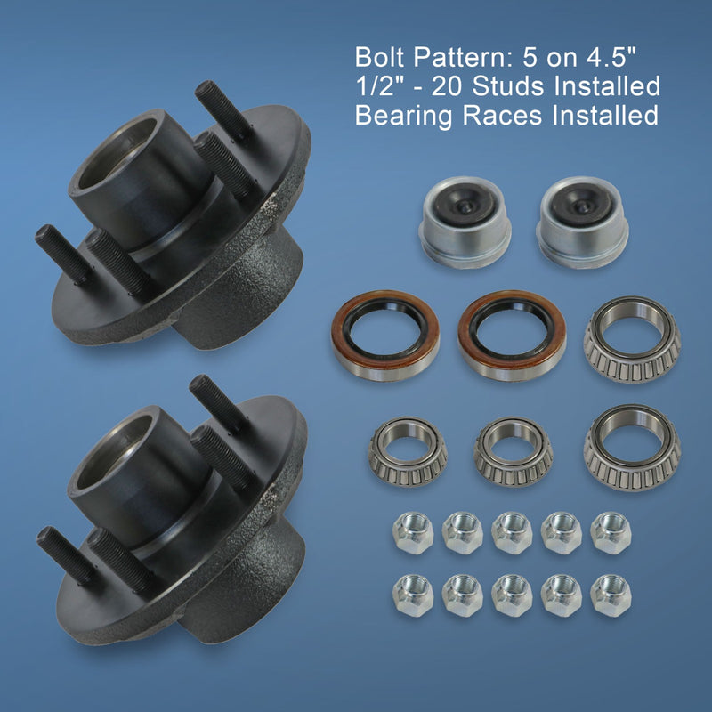 22017K Trailer Idler Hub Kits 5 on 4.5 for 3500 lbs Axle 1/2-20 Thread Set of 2