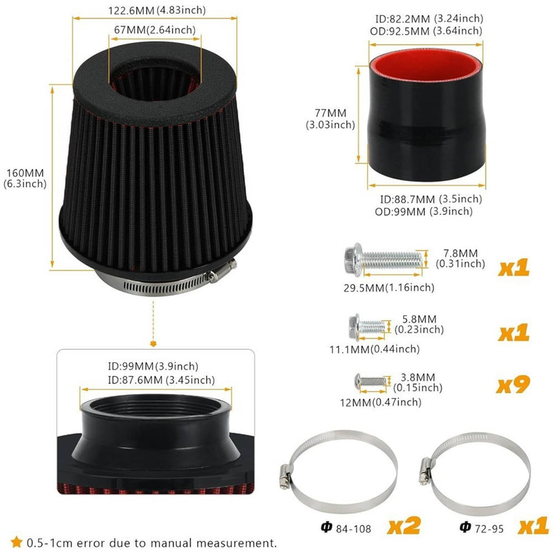 4 Inch Cold Air Intake System with Black Filter for BMW M340i G20 G21 B58 3.0