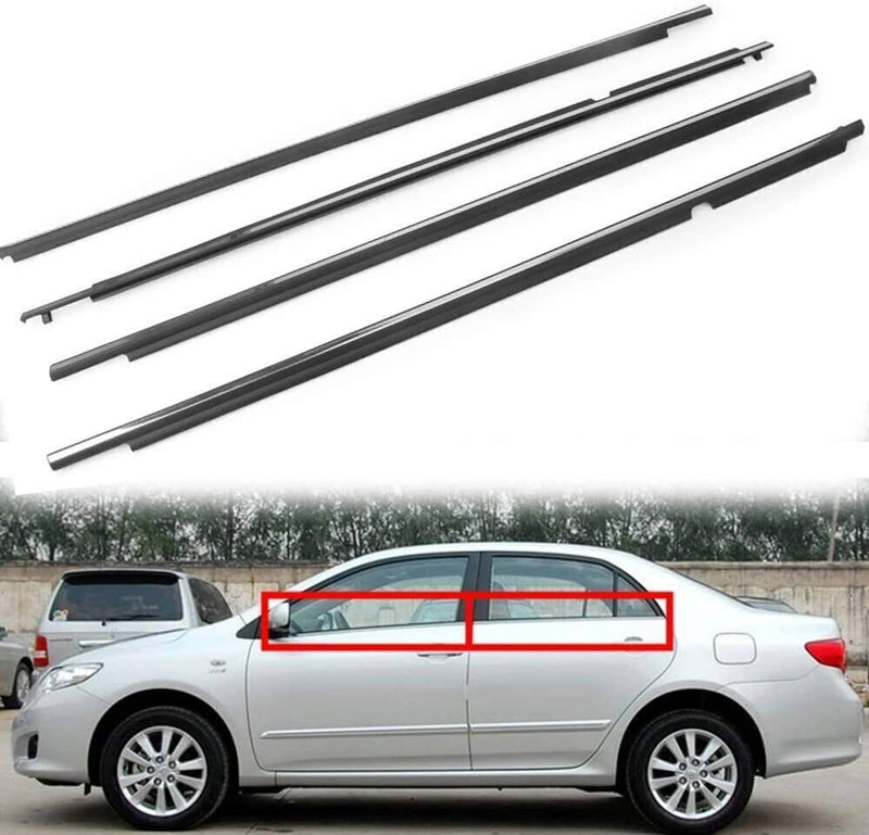 4Pcs Door Window Weatherstrips Belt Seal Moulding Trim for Toyota Corolla