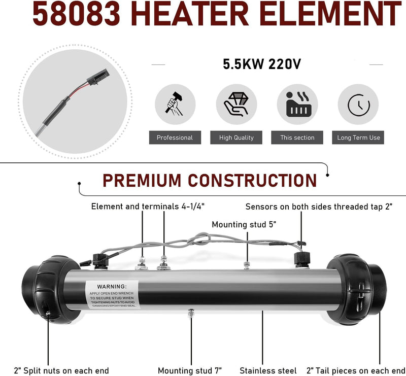 58083 Hot Tub Heater Element for Balboa 25-175-1010 VS M7 5.5KW