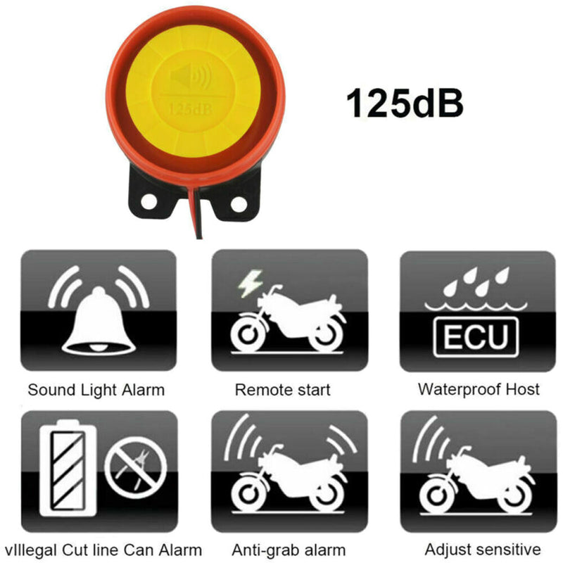Motorcycle Bike ATV Alarm Remote Engine Start Anti-theft Security System Scooter