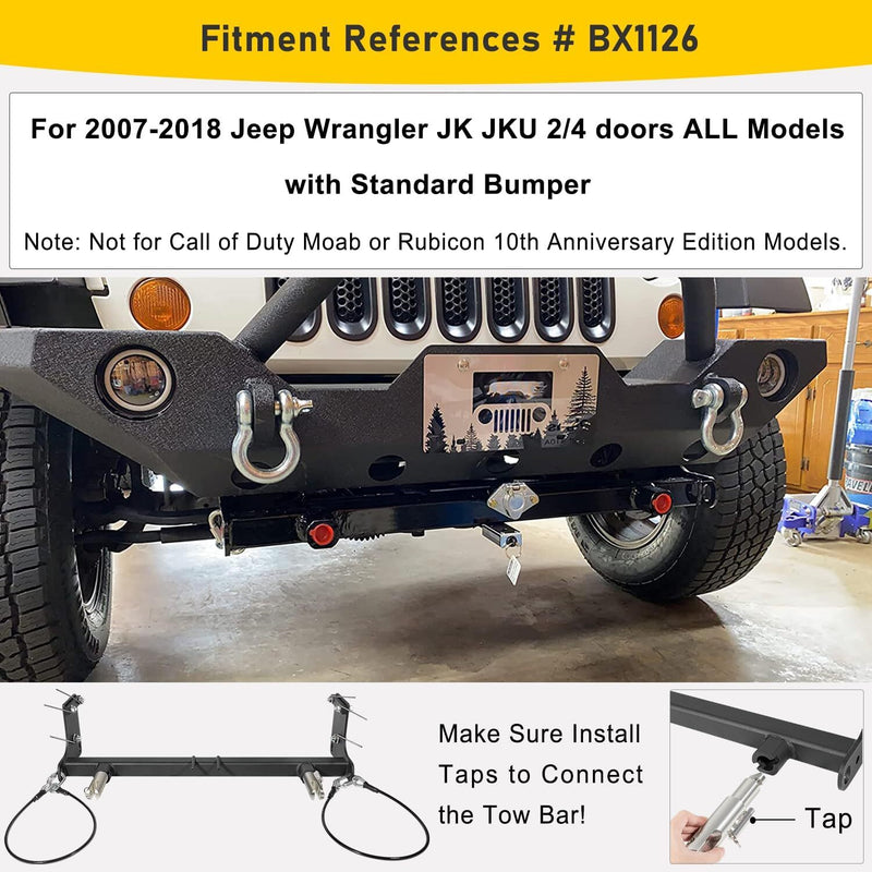 BX1126 Tow Bar Base Plate Bumper for Blue OX 2007-2018 Jeep Wrangler JK JKU
