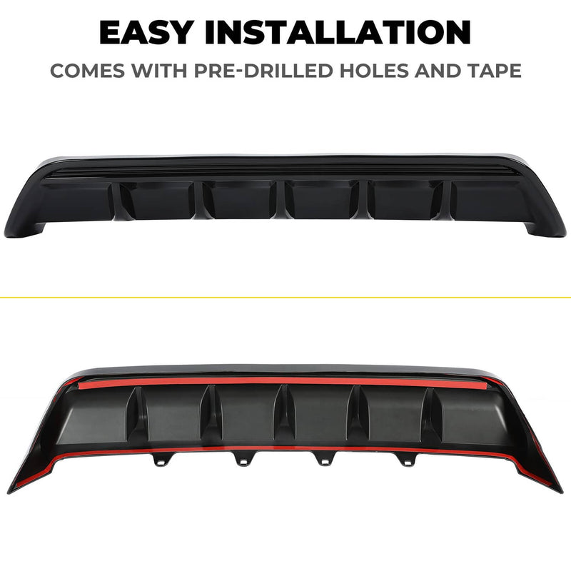 DURAFORCE Shark Fin Rear Bumper Diffuser Glossy Black for Toyota Camry SE XSE 2018-2023