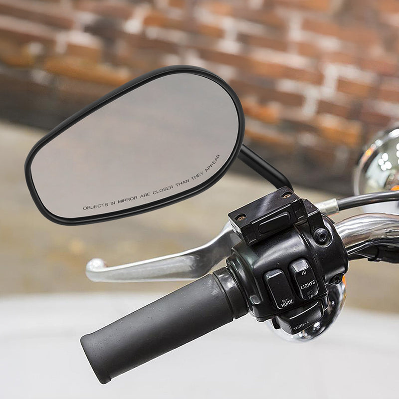 Black Rearview Side Mirrors Set Fit for Harley Softail FatBoy Dyna Tour Glide