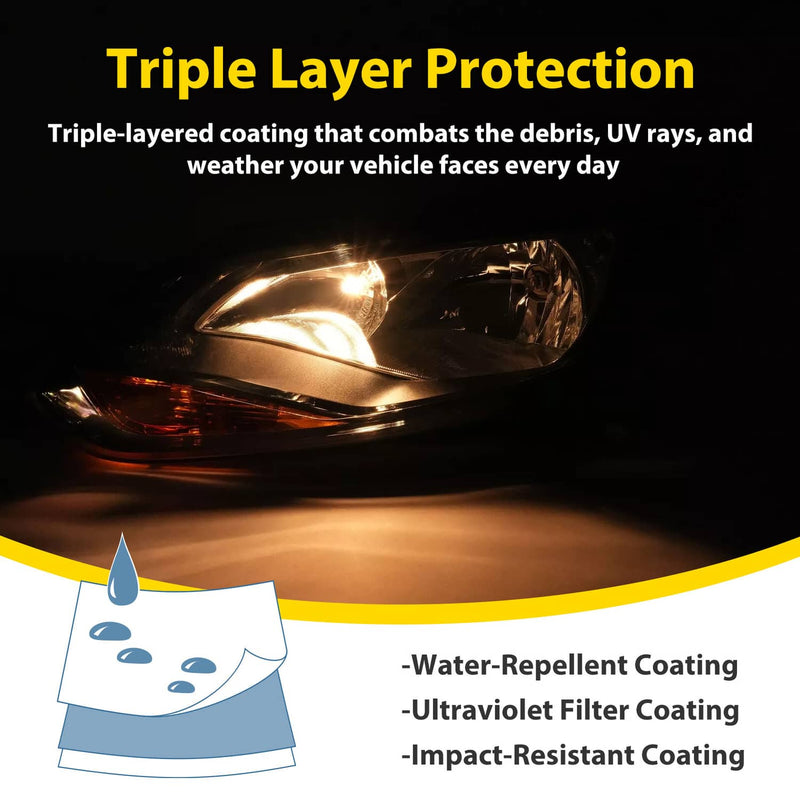 DURAFORCE Black Left Driver Side Headlights Clear Lens Halogen for Ford Focus 2012-2014