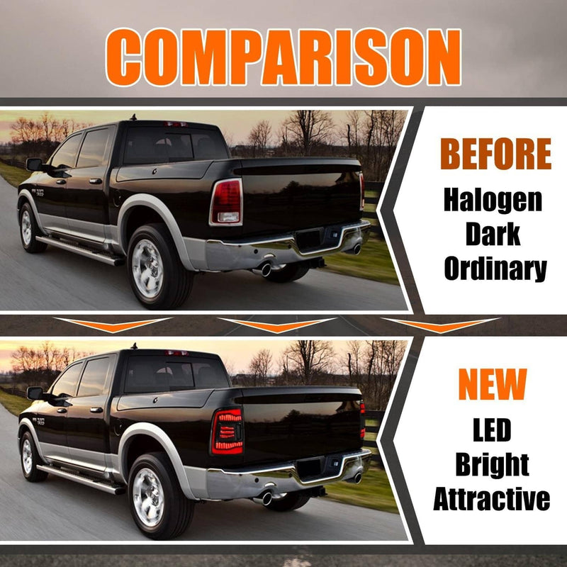 Pair LED Tail Light for 2009-2018 Dodge Ram 1500 2500 3500 Rear Smoke Len