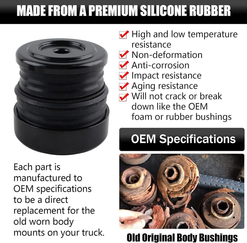 Body Mount Bushing Kit Silicone for Ford F250 F350 Super Duty Crew Cab