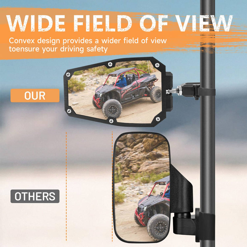 UTV Side Mirrors Foldable Adjustable for Polaris RZR S 800 900 XP 1000 1.5"-2