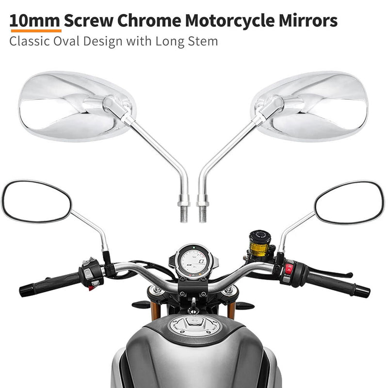 Rectangle Rear-View Mirrors for Honda VTX1300 VTX1800 Chrome 10mm