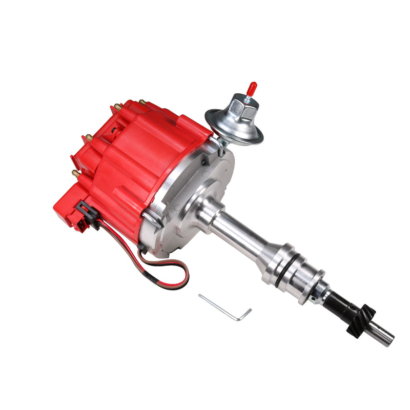 Red HEI Distributor for Ford 351W Windsor with 65K Hi-Output Coil Pigtails