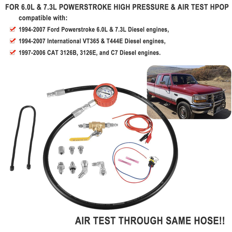 HPOP Test Tool High Pressure Air Leak Gauge Kit for Ford 6.0L 7.3L