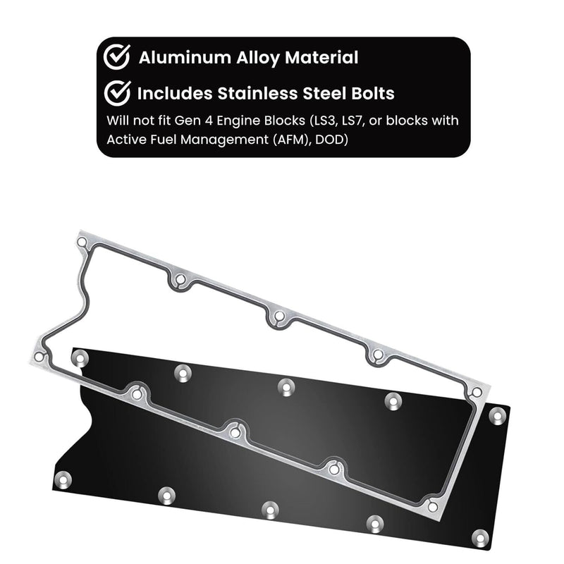 Billet Knock Sensor Delete LS6 LSX for LS Gen 3 Valley Pan Cover + Gasket Plate
