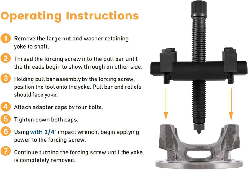 10803 Yoke Puller Semi Truck Yoke Remover Tool for Class 6-8 Trucks
