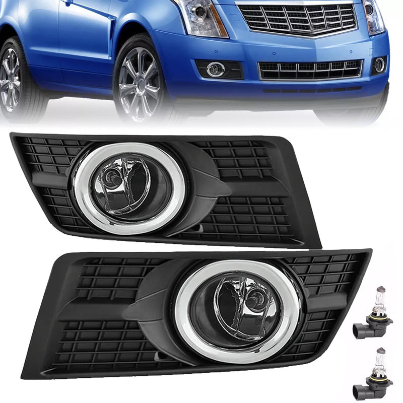 Fog Lights With Bezel Bumper Lamp Cover for Cadillac SRX 2010-2016 Pair