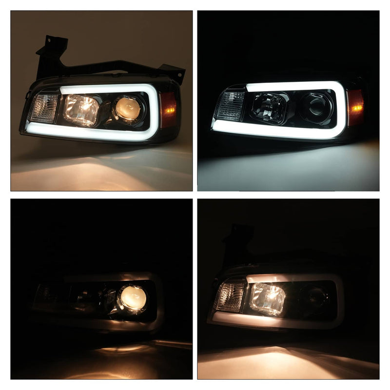 DURAFORCE DOT LED Tube Projector Headlights for Dodge Charger 2006-2010 Black