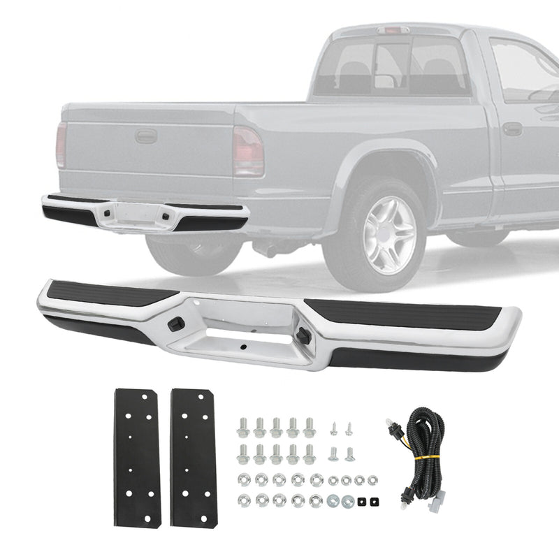 Rear Step Bumper Assembly Chrome Steel for Dodge Dakota 1997-2004 Fit