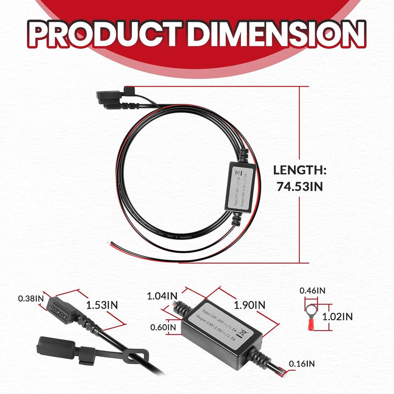 010-12953-03 Motorcycle Power Cable for Garmin Tread and zūmo XT Navigators 5.5