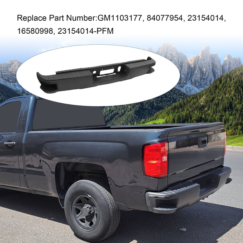 Rear Step Bumper Black without Sensor Hole for Chevy Silverado Sierra 1500 14-18