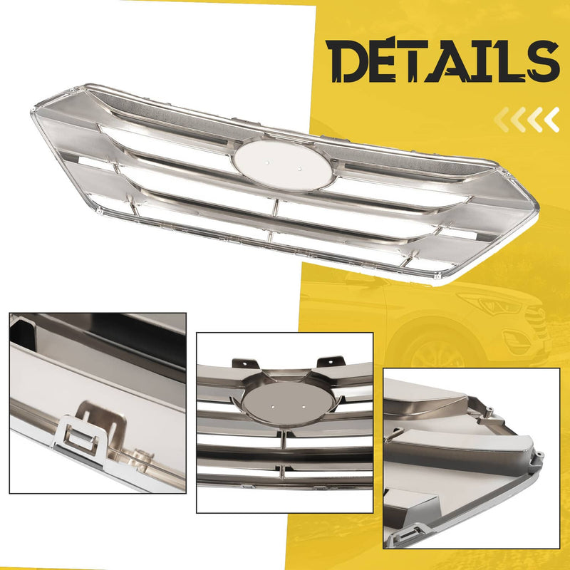 DURAFORCE Front Upper Lower Bumper Grille Set for Hyundai Santa Fe Sport 2013-2016