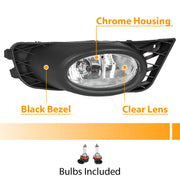 DURAFORCE Clear Lens Fog Lights W/Bulb Switch Wiring for 2009 2010 2011 for Honda Civic