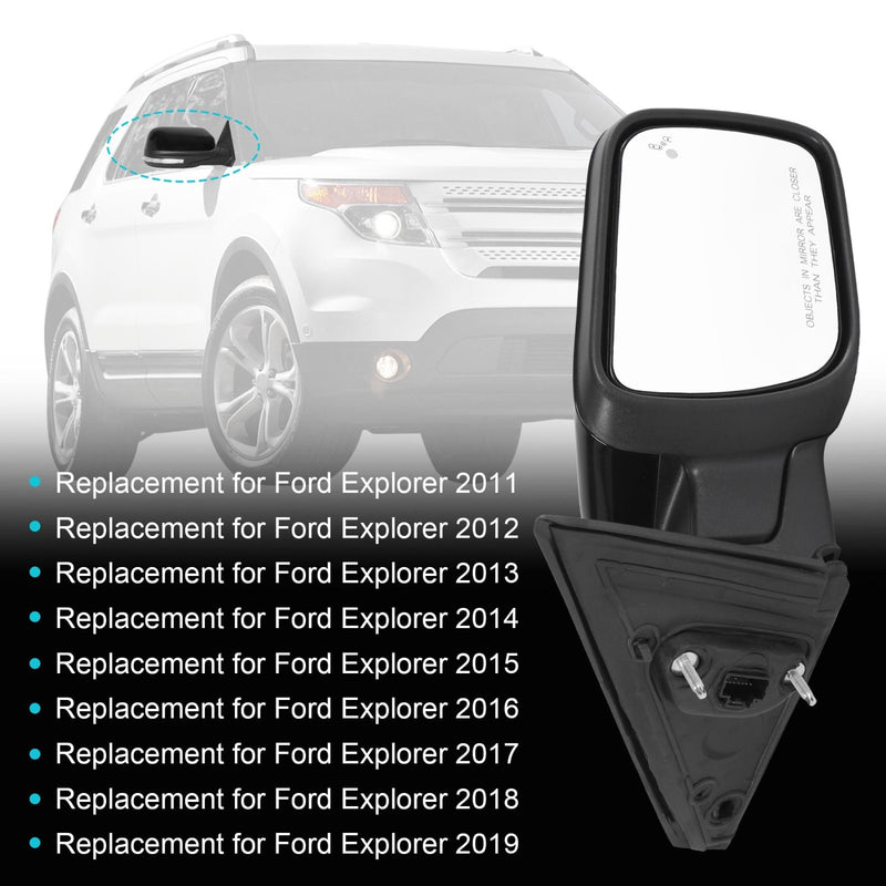 Side Mirror w/ Blind Spot Puddle Lamp Passenger for Ford Explorer 2016-2019