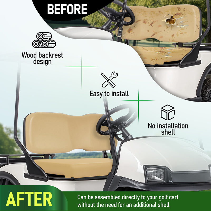 Front Seat Bottom & Back Cushion for Club Car DS 2000.5-UP Tan Golf Cart